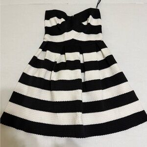 Black & White Striped Kids Dress - Classic Fit & Flare